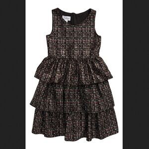 Girl's Pippa &‎ Julie Tweed Print Tiered Dress Size 16